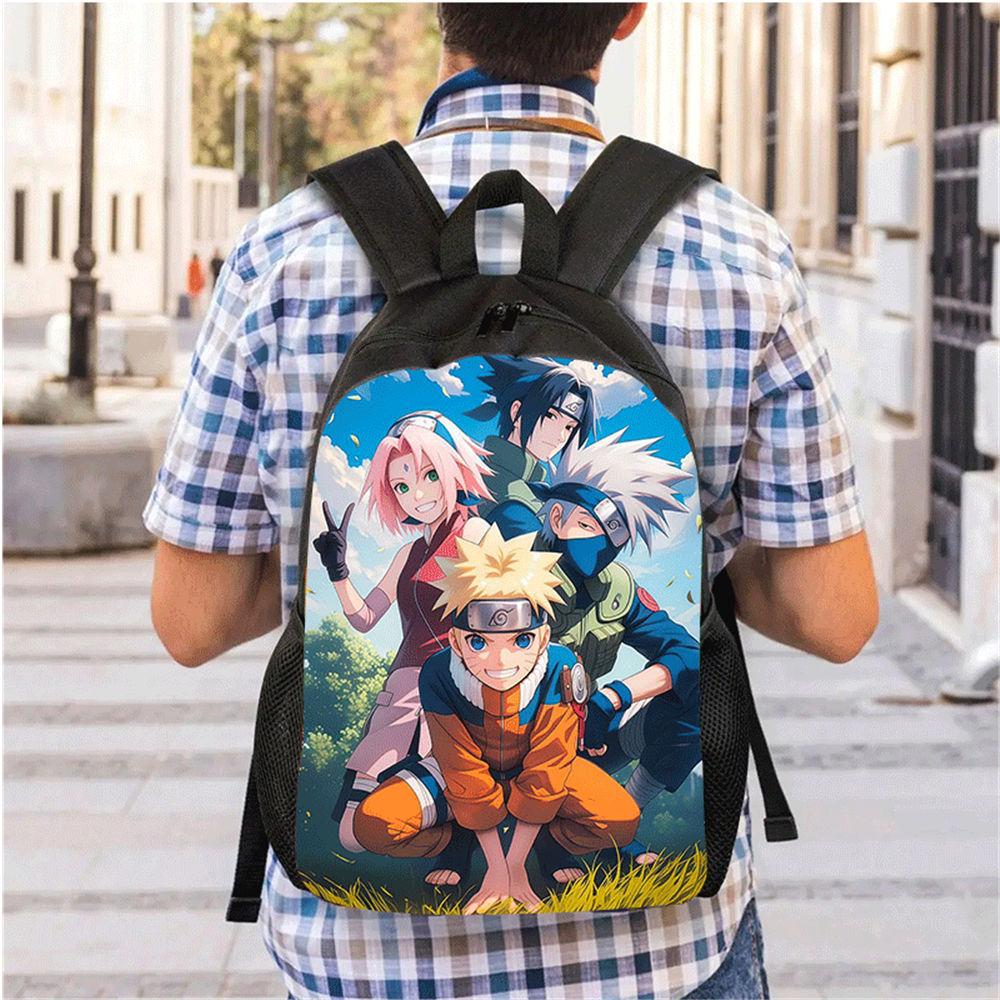 Школьный повседневный рюкзак NARUTO для детей, 16-дюймовый легкий анимированный ученический рюкзак, с двумя карманами на молнии, прочный, для мальчиков и девочек возрастом 6-10 лет