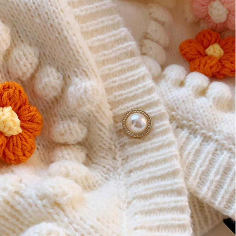 Женский осенне-зимний вязаный кардиган с вышивкой цветов, модный свитер с длинными рукавами контрастного цвета