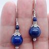 8-12mm Blue Lapis Lazuli Round Bead Pendant Earrings