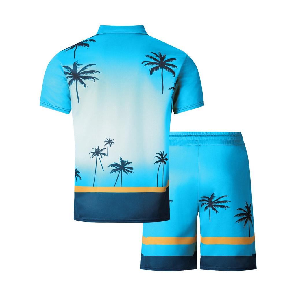 Мужской летний костюм с короткими рукавами и короткими шортами на молнии с принтом, мужской повседневный спортивный костюм