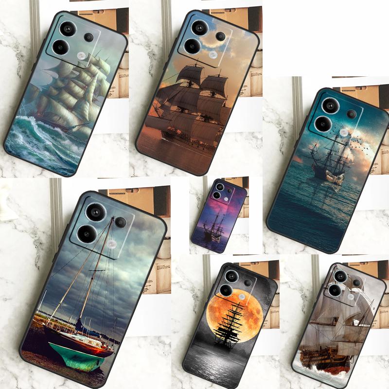 Yacht Sailing Boat Sunset Case For Xiaomi Redmi Note 11 9 10 12 13 Pro Plus 12S 11S 10S 9S Redmi 12 10C 12C 13C Cover