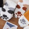 Winter Gifts for Girlfriends Cute Cat Paw Socks Women Fuzzy Socks Cozy Soft Plush Embroidered Women Animal Slipper Warm Coral Fleece Sleeping Autumn