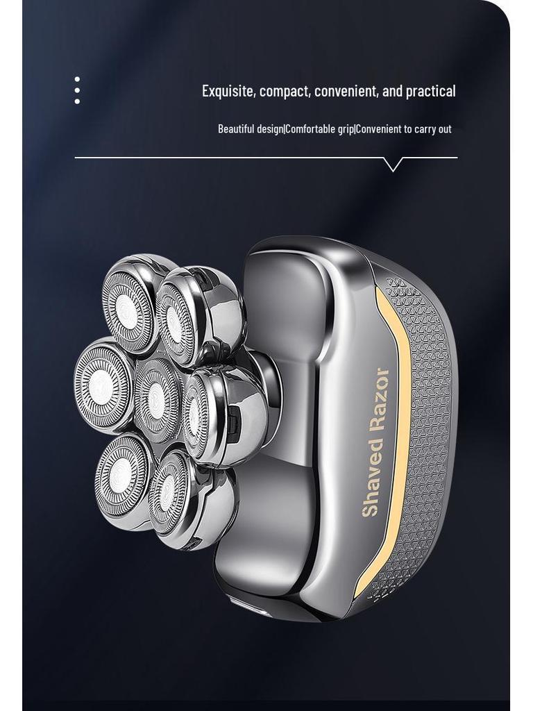 Немецкая точность 7-головочная электрическая бритва и машинка для стрижки волос для мужчин - Перезаряжаемая, многофункциональная бритва для бритья головы