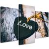 Three Piece Picture Canvas Print Love Heart Retro Vintage