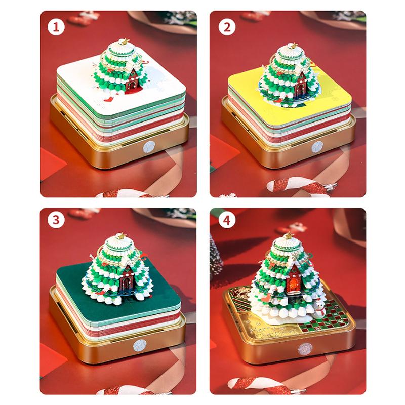 Настольный календарь на 2026 год со светодиодной подсветкой, скульптура рождественской елки, 3D отрывной календарь, искусство резьбы по бумаге, украшение на Рождество