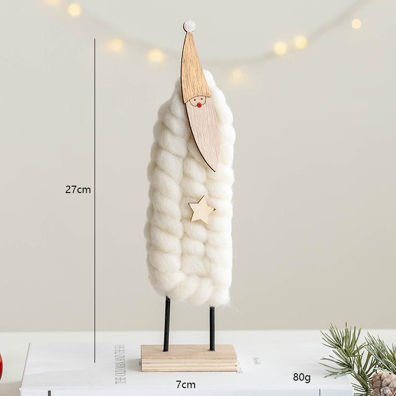 Wool Felt Nordic Ornaments Wood Christmas Tree Elk Old Man Snowman Sheep Felt Ornaments Xmas Decorations For Home Doll Decor