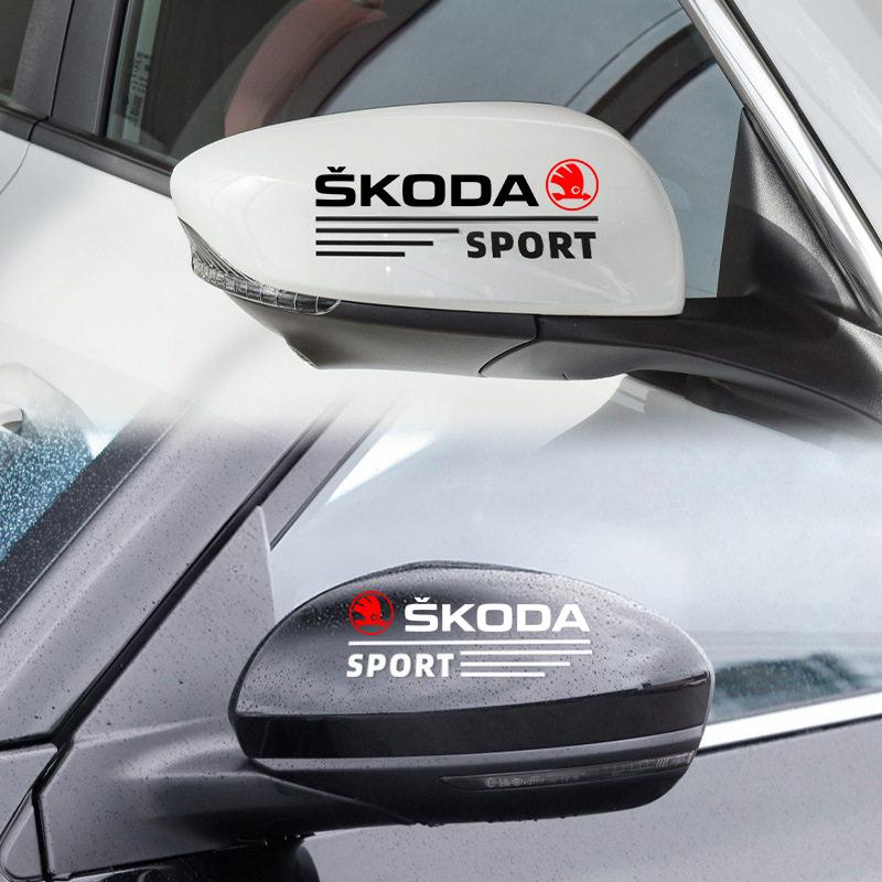 XOWS7 2-Pack Car Rearview Mirror Side Decorative Stickers for Skoda Rapid, Octavia, RSKodiaq, Fabia, A7, Karoq, Kamiq, MK3, Roomster
