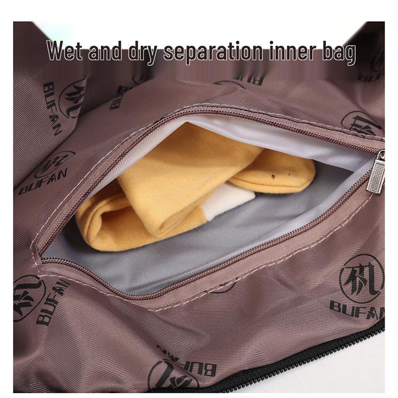 Unisex Large Capacity Travel Backpack with Wet/Dry Separation, Convertible Messenger, Shoulder, and Crossbody Bag.