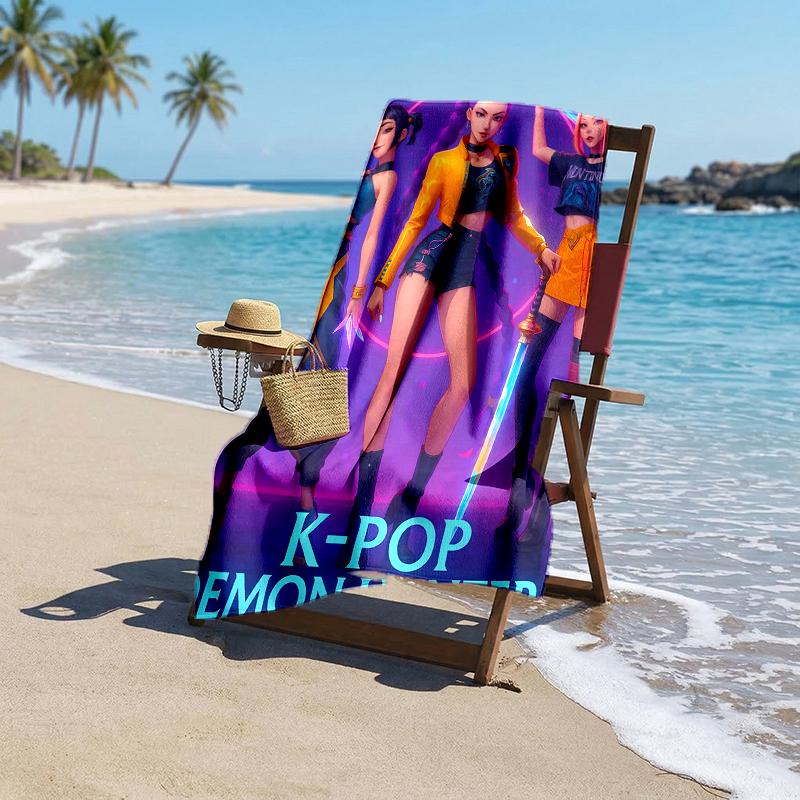 Kpop Hunter Модное пляжное полотенце: Идеально для летних приключений Мягкое, впитывающее и быстросохнущее, подходит для плавания и купания