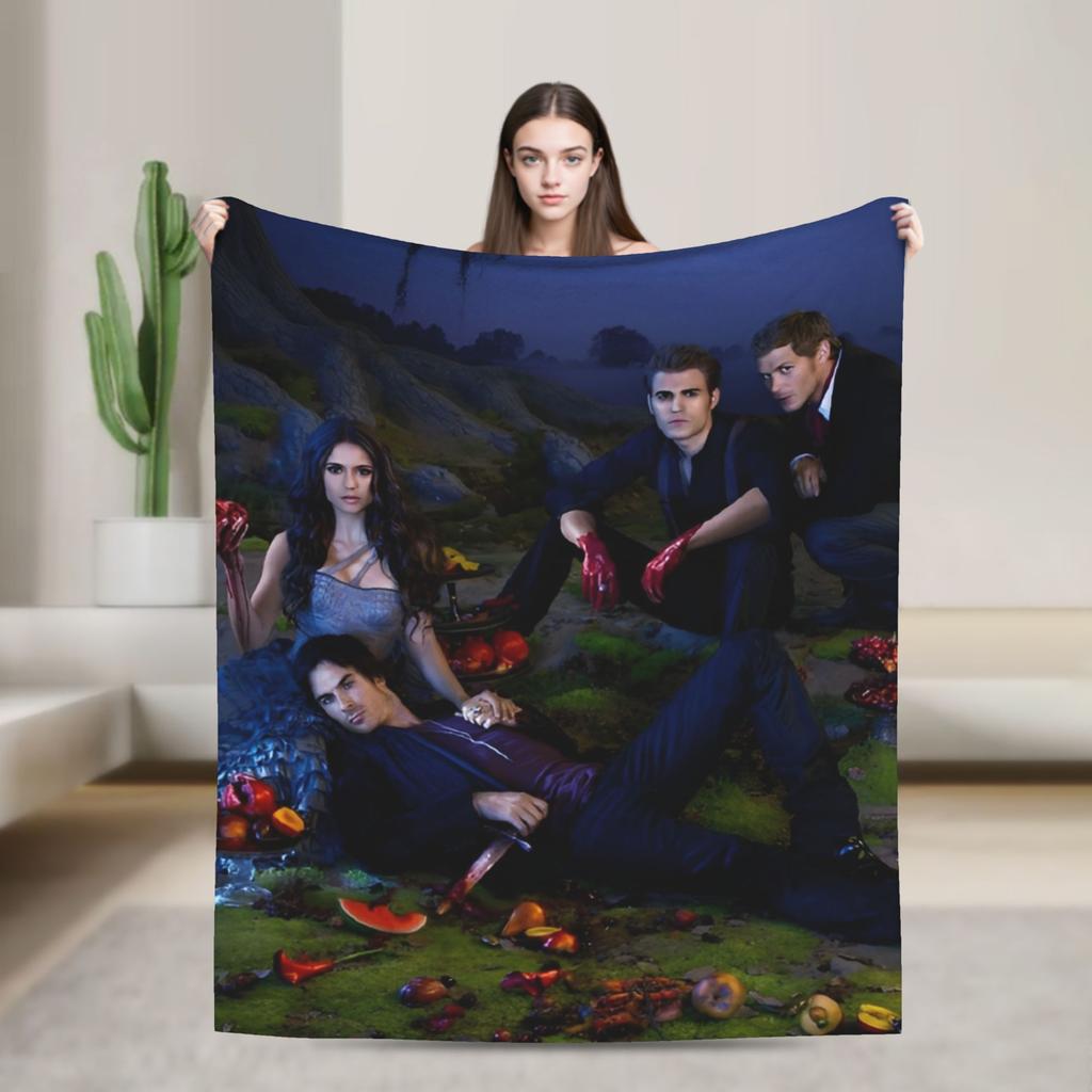 The Vampire Diaries Damon salvatore Blanket Print Plush Throw Blanket For Home Decor Travel Office Flannel Bedspread Bed Cover