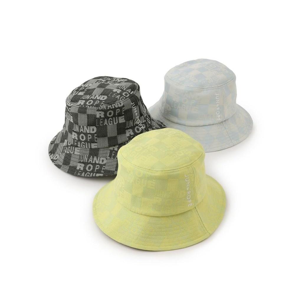 Jun & Rope Bucket Hat Checkerboard Jacquard Bucket Hat for Women ERU15150 Black Maine (01)