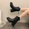 Fashion Women's Thick Sole Boots 2024 New Fashion Chelsea  Solid Color Ankle  Women's Punk Gothic Boots