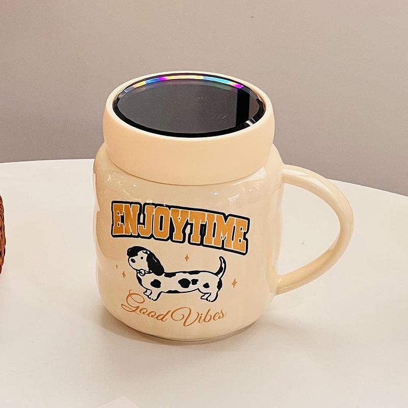 Милая маленькая уточка с крышкой, высококачественная большая емкость для воды, кружка для офиса с мультяшным принтом для девочек, керамическая кружка с высокой термостойкостью