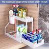 Under Sink Organizers 2 Tier Under Bathroom Cabinet Holder With Hooks & Hanging Cup, Multi-Purpose Storage Shelf For Kitchen