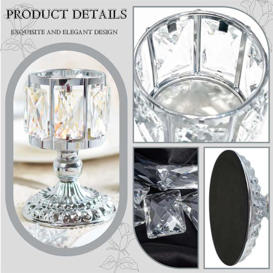 Faux Crystal Candle Holder European Style Candle Cup Shiny Tealight Holder Table Centerpiece for Home Wedding Party Decoration