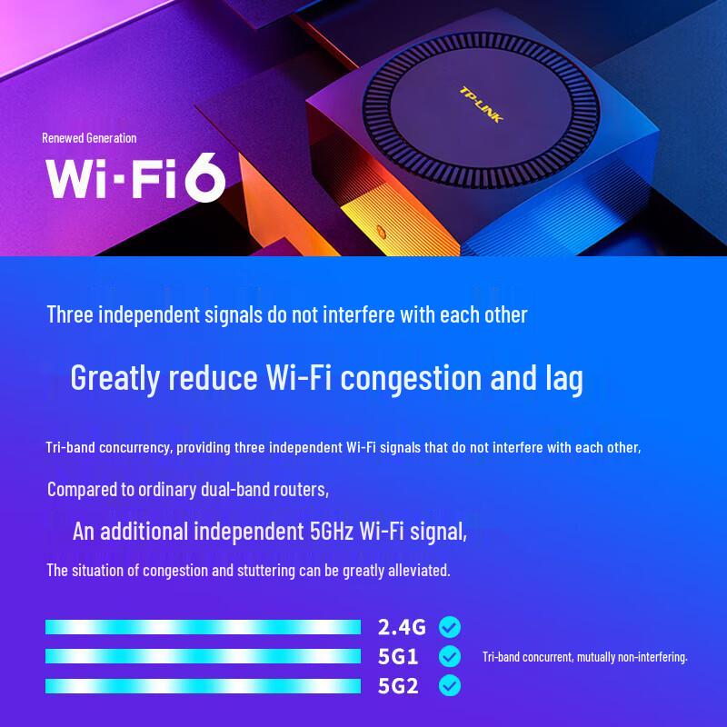 TP-LINK AX5400 Tri-Band WiFi 6 Mesh Router with 2.5G Port (CN version)