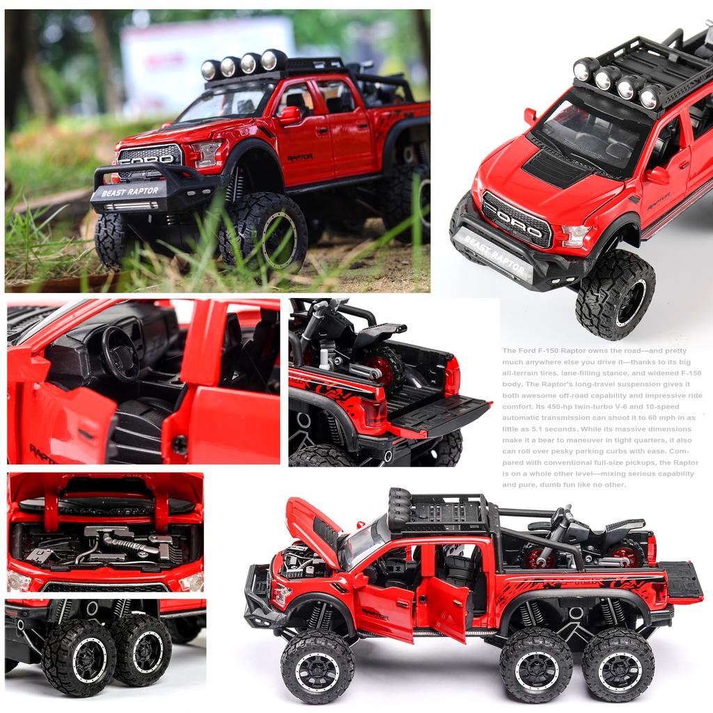 cfpqt10 1:24 Scale Simulation Ford Raptor F150 Off-road Alloy Diecast Classic Car Model Supercar Sound Light boys toy Gift