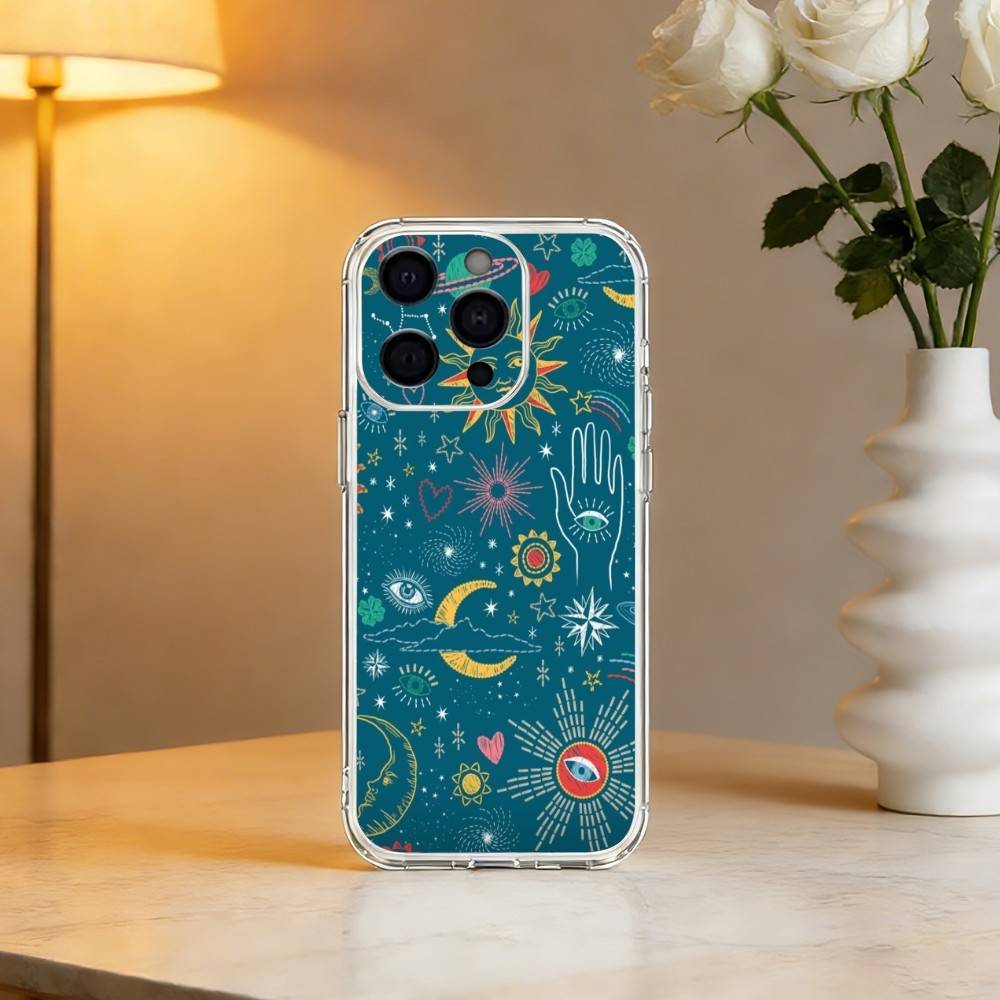 Чехол для телефона S-Солнце Луна S-Звезды Для iPhone 17 16 15 14 13 12 11 Mini Pro Max Plus Прозрачная крышка