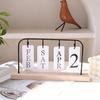 Metal Flip Calendar with Wooden Base Daily Perpetual Desk Calendar Turn Page Month Date Display Standing Desktop Planner for Office Home