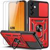 Protective Case - BOOLING - for Samsung Galaxy A26 5G - Shockproof - Red - 2 Tempered Glass