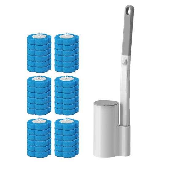 Одноразовая туалетная щетка со сменными насадками Настенный держатель Щетка для чистки с глубокими канавками Очиститель для ванной комнаты