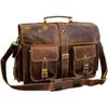 18 Inch Vintage Handmade Leather Messenger Bag Laptop Briefcase Computer Satchel Bag for Men (Dark Brown)