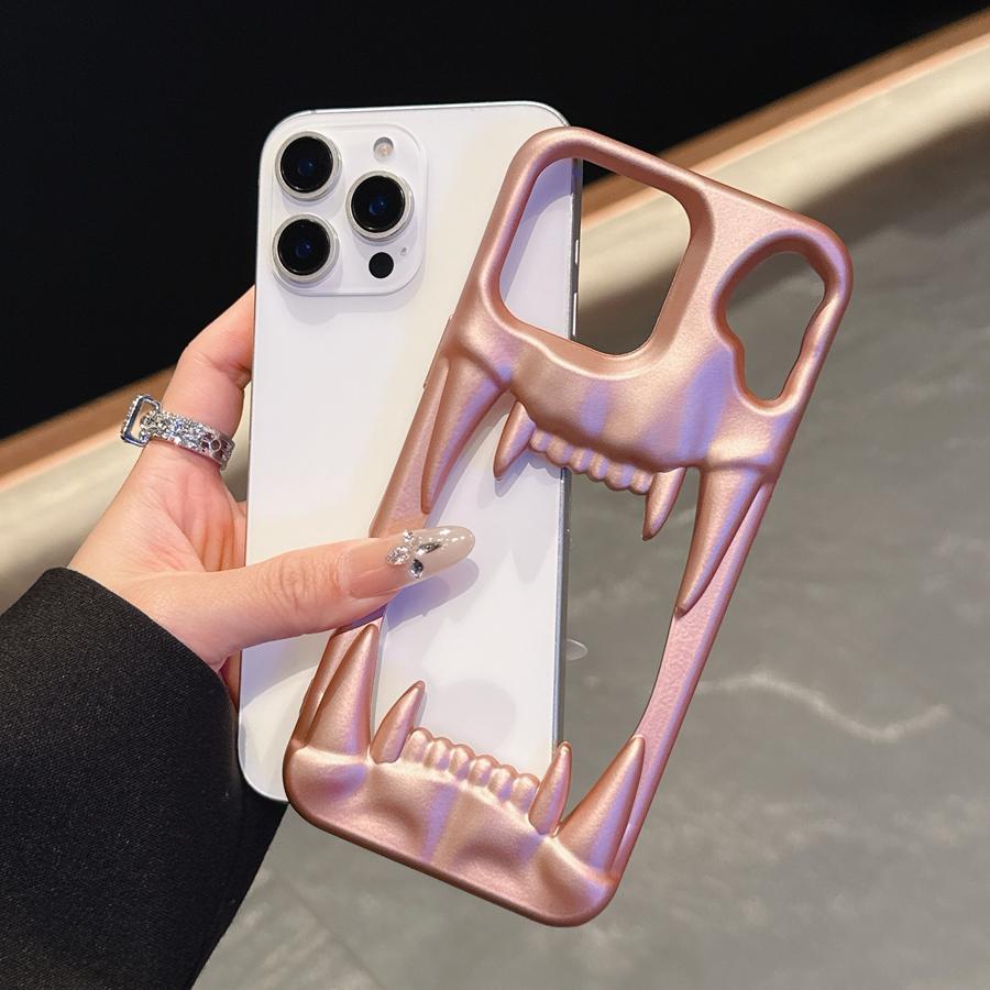 Индивидуальный 3D Полый Череп Клык Матовый Силиконовый Чехол Для Телефона Для iPhone 16 15 14 13 12 Противоударный Супер Теплоотводящий Чехол