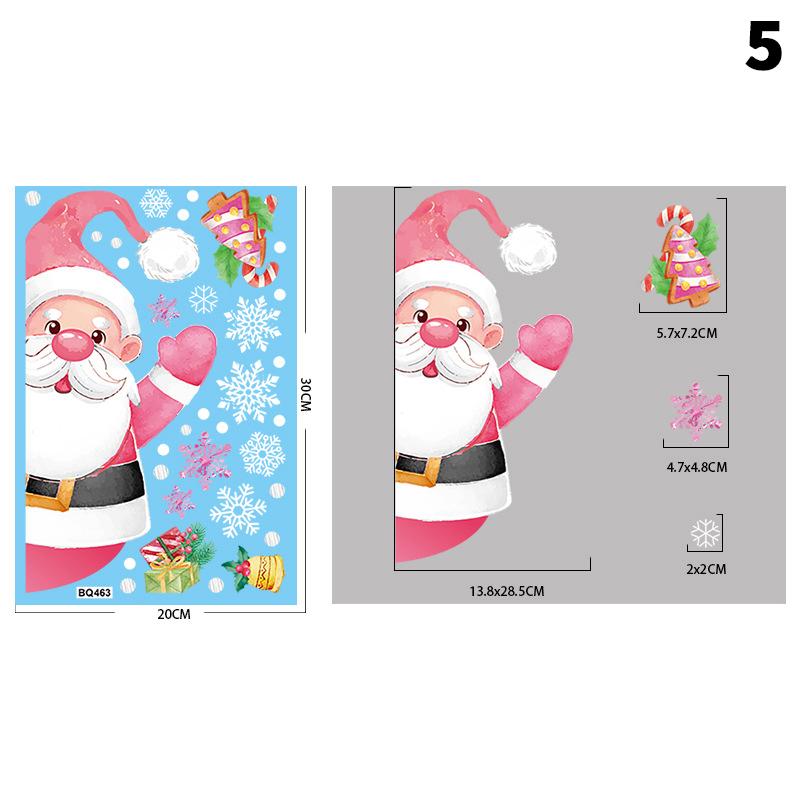 Съемная рождественская статическая ПВХ-наклейка Санта, наклейки на окна, украшающие наклейки на стену в виде снежинок, новогоднее украшение для вечеринки, украшение стекла