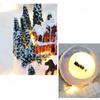 Led Light Christmas Village House Figurines Cartoon Miniature Village Figurine  Desk