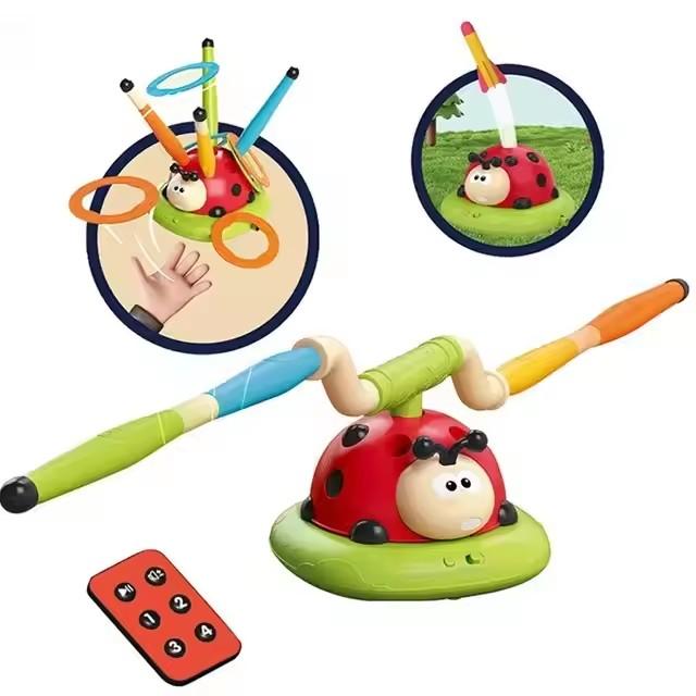 Kids Jump And Toss Toy 3 in 1 Ladybug Multifunction Rocket Launcher Sports Game Entertainment Game Outdoor Educational Toy Gifts