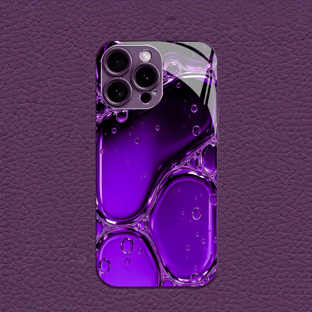Фиолетовый эффект капли воды для чехла iphone Модный для coque iphone Чехол fundas Стекло для iPhone 17 16 15 14 13 12 pm Pro Plus