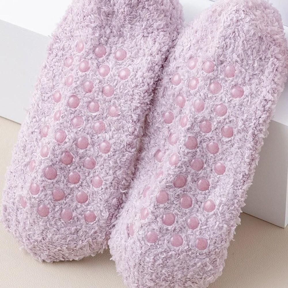 Cold-proof Coral Fleece Socks Non-slip Short Boat Socks Warm Sleep Socks Winter