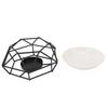 White Plate and Black Holder Iron Art Aromatherapy Burner Set Metal Essential Oil Burner Candle