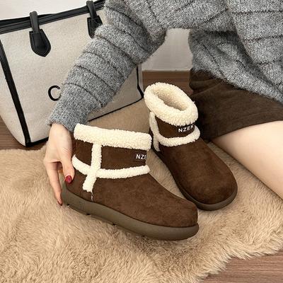 Флисовые теплые зимние ботинки женские осень-зима 2025 новые теплые повседневные ботинки ретро короткие утолщенные хлопковые туфли