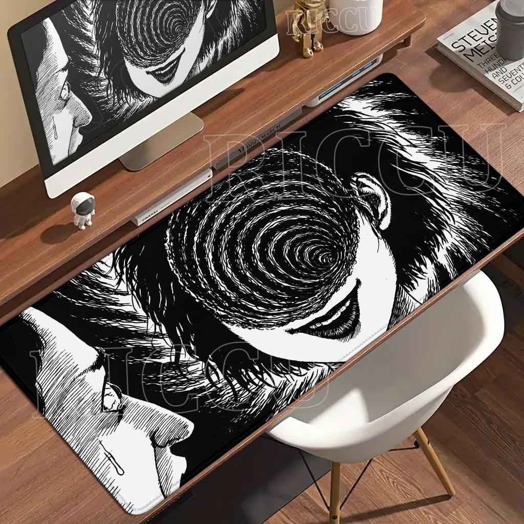 Black And White Mouse Pad XXL HD Anime Girls Desk Pad Extended Gaming PC Keyboard Mats Large Gamer Collage Horror Anime Mousepad