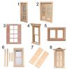 Dollhouse Furniture DIY Double Window Glass Plate Doll House Window Wooden Frame Doll Furniture