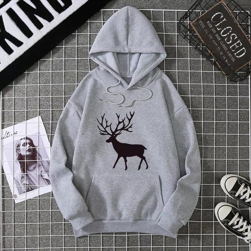Warm Fleece Sweatshirt Nine-Color Deer Series Unisex Printed Sweatshirt Fleece Autumn And Winter Inner And Outer Wear CYXX346