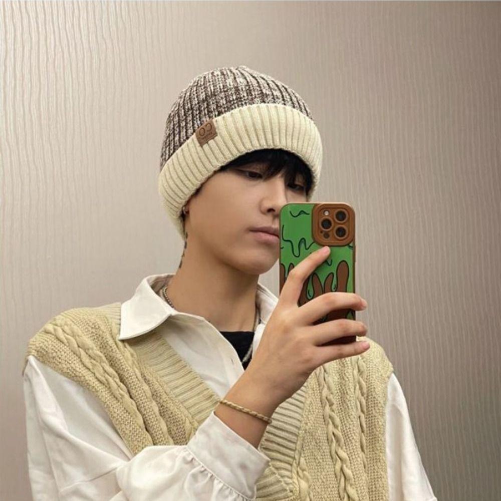 Casual Plush Knitted Hat Windproof Warm Beanie Cap Fashion Winter Knitted Hats Unisex