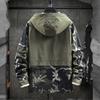 Men Hoodie Jacket Camouflage Patchwork Loose Windbreaker Spring Autumn Washable Zipper Outwear Streetwear