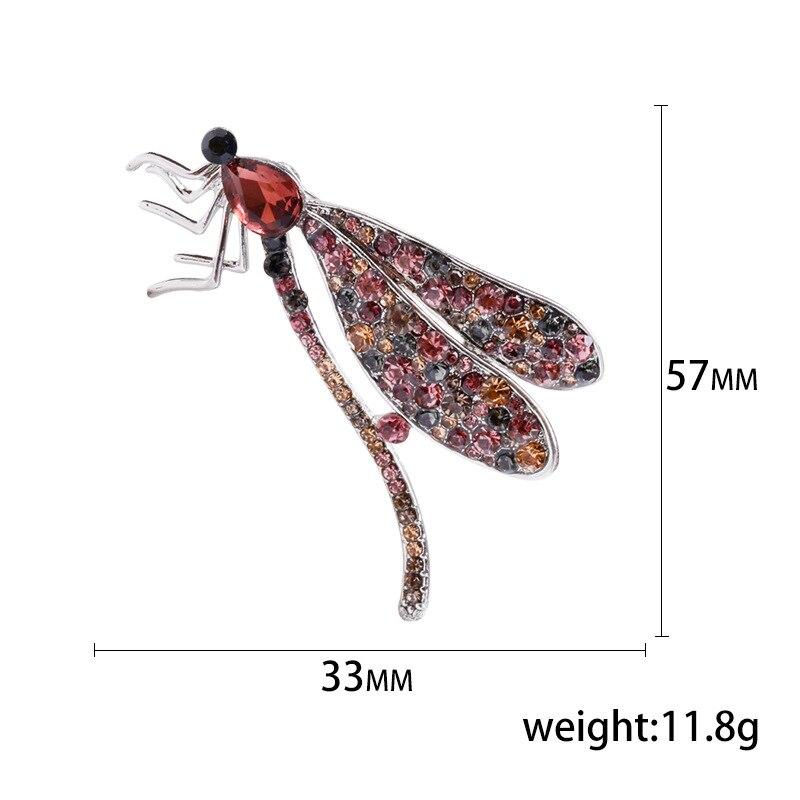 Blucome Fashion Diamond Dragonfly Brooch Creative Alloy Insect Pin Versatile Suit Women Jewelry Accessories