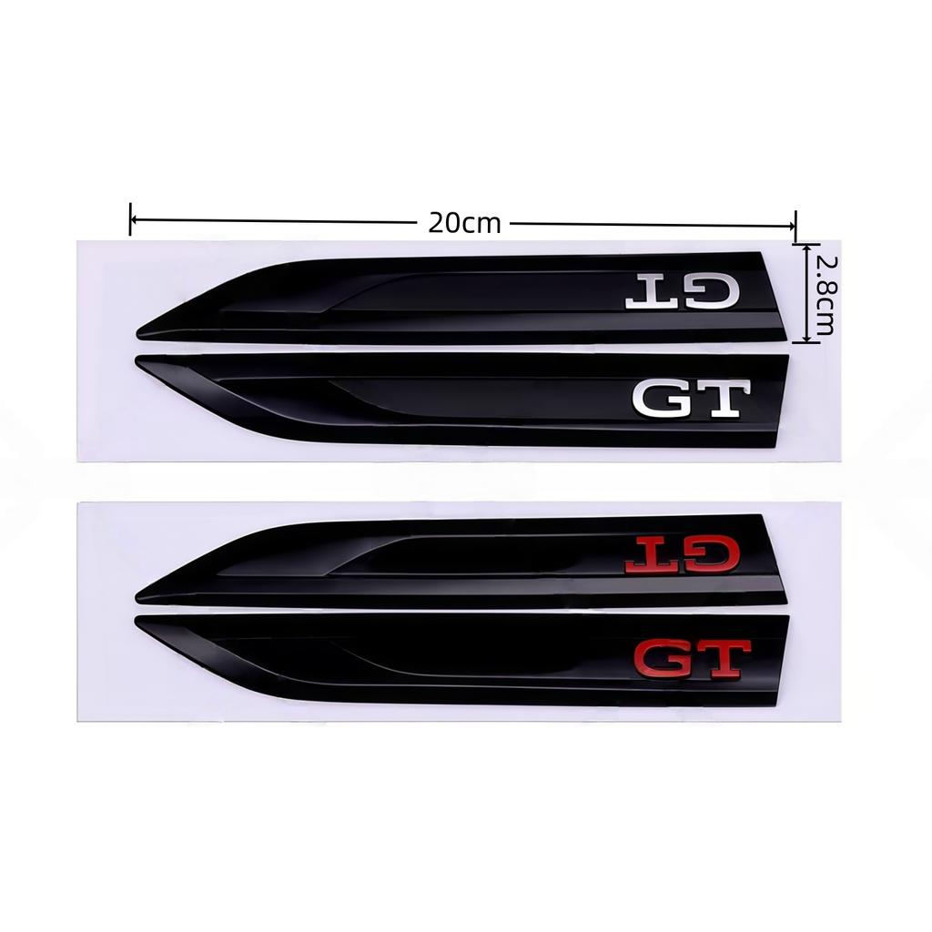 1 pair 3D ABS GT Blade Badge Sticker Car Side Fender Emblem Decal High-Quality Automotive Styling Accessories
