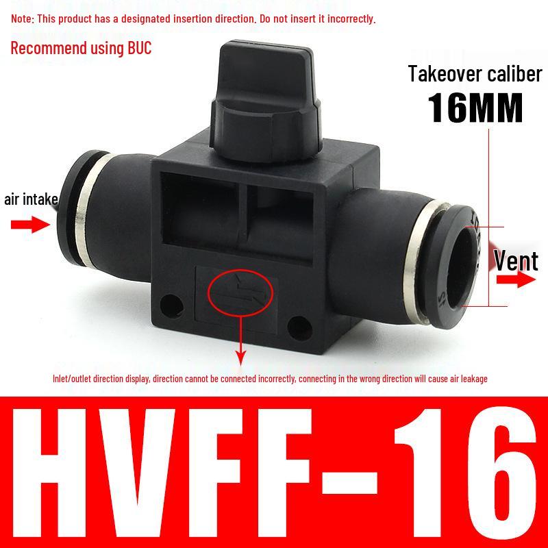 Pneumatic BUC-6-10 Hand Valve: 8mm Air Hose, 12mm Manual Straight Valve with Quick Connect Fitting