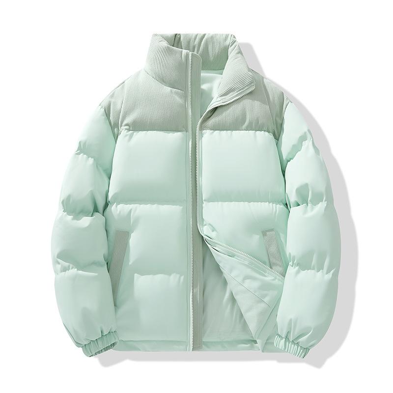 Зимняя утепленная флисовая куртка с цветовой блокировкой, пуховик, короткая, с воротником-стойкой, парная, повседневная