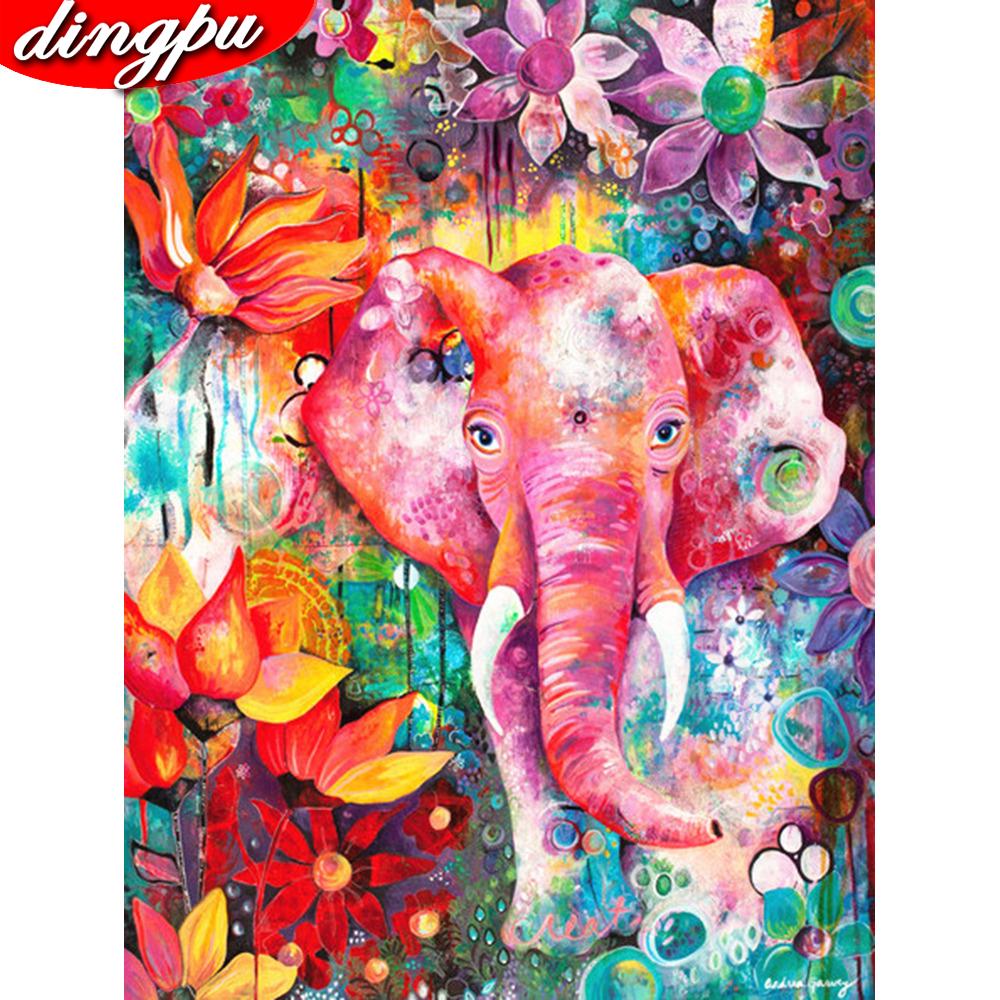 5D Алмазная картина Полный круглый слон Алмазная вышивка Полный дисплей Животное
