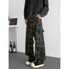 Сращивание камуфляжных рабочих джинсов Мужские свободные прямые брюки High Street Casual