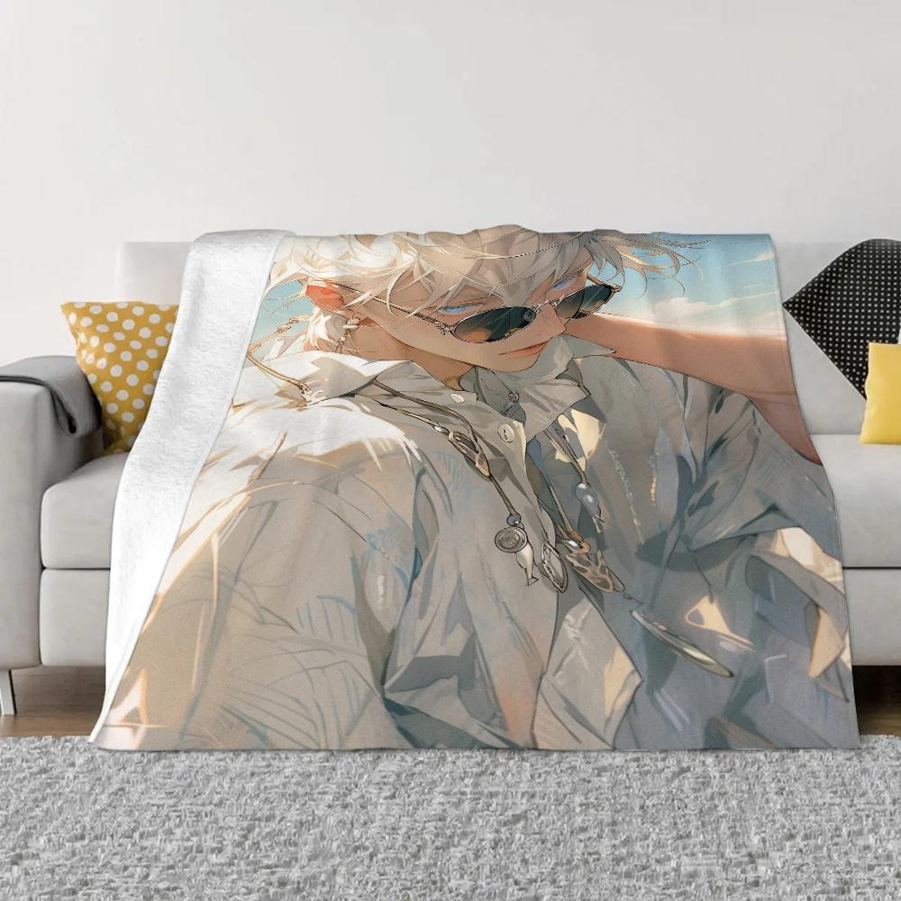 Jujutsu Kaisen-Gojo Satoru Bed Throw Blanket for Sofa Luxury Bedding Fluffy Plaid Custom Blankets King Size Home Interior Knee &