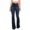 Women's High Waist Pocket Wide Leg Jeans Flared Skinny Button Trousers