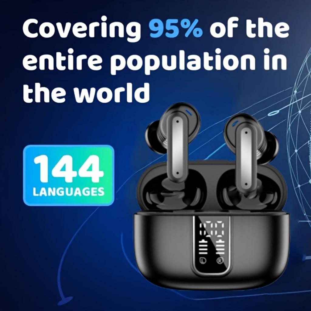 Шумоподавляющие наушники с ИИ-переводом на 144 языка, длительным сроком службы батареи, композитными мембранными динамиками с настоящим медным кольцом и усилением басов