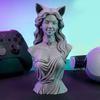 Женская фигурка с кошачьими ушками 3D-печатная женская бюст-скульптура для гостиной, офисного стола, книжной полки, домашнего декора