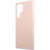 Чехол для Samsung Galaxy S23 Ultra Guess Силиконовый Script Металлический Логотип Розовый
